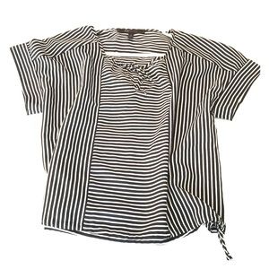 BCBG black & white silk blouse